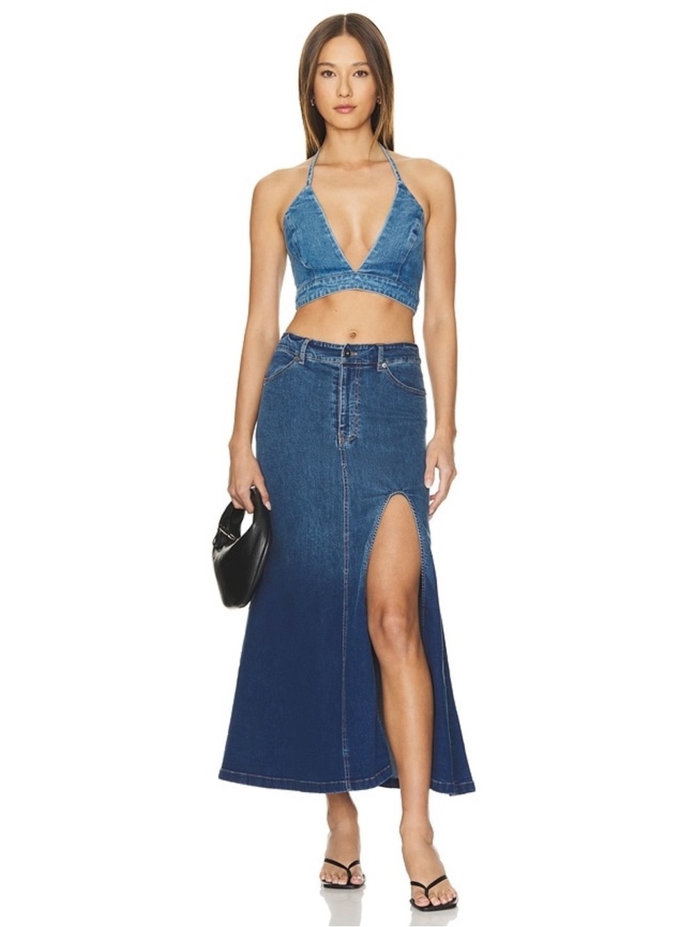 BARDOT Revolve Cynthia Maxi Skirt in Mid Blue - Size 8 (L)